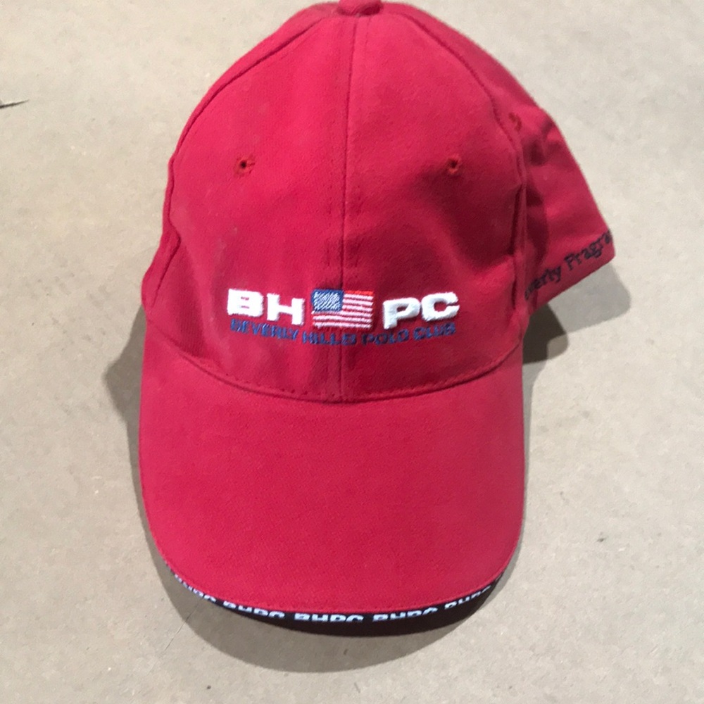 Red Embroidered Baseball Cap with Flag Logo